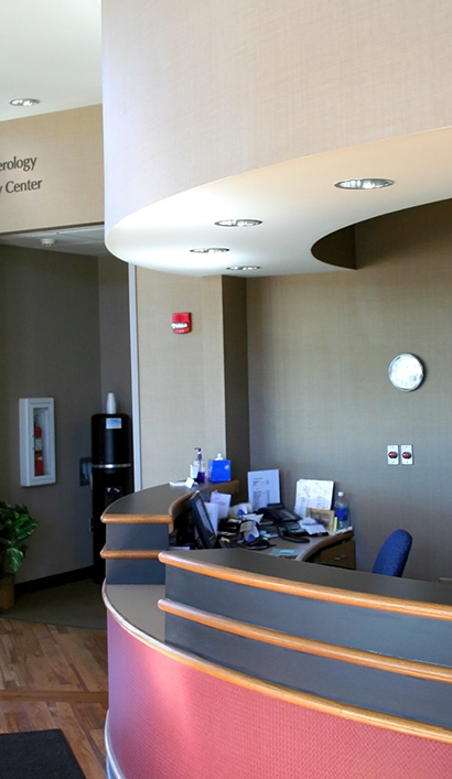 Reception desk at Peabody Smile Design Family Dentistry